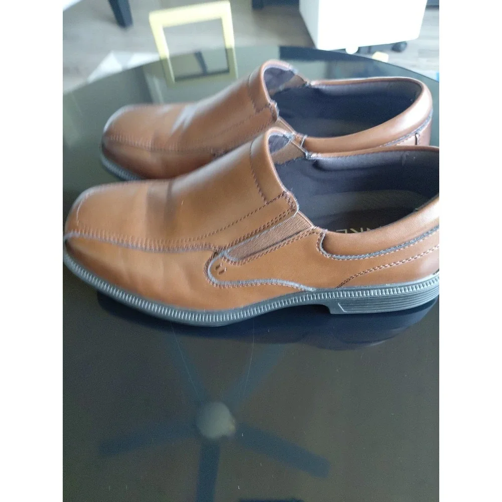SVNKE D001 Men's Brown PU Slip On Square Toe Oxford Dress Shoes Size 8.5 Sz 41